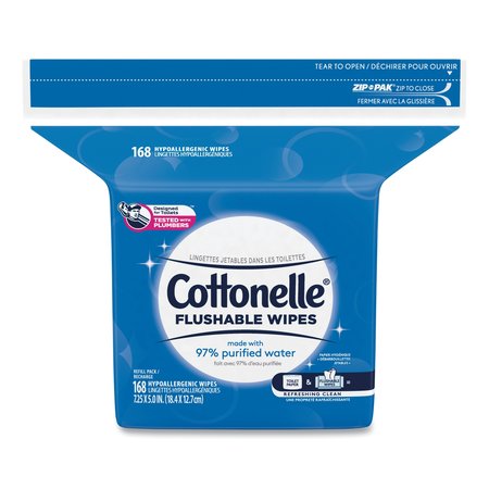 Cottonelle Fresh Care Flushable Cleansing Cloths, White, 5x7 1/4, 168/Pack, PK8 10358CT